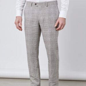 Bob Light Grey Checked Linen Pant